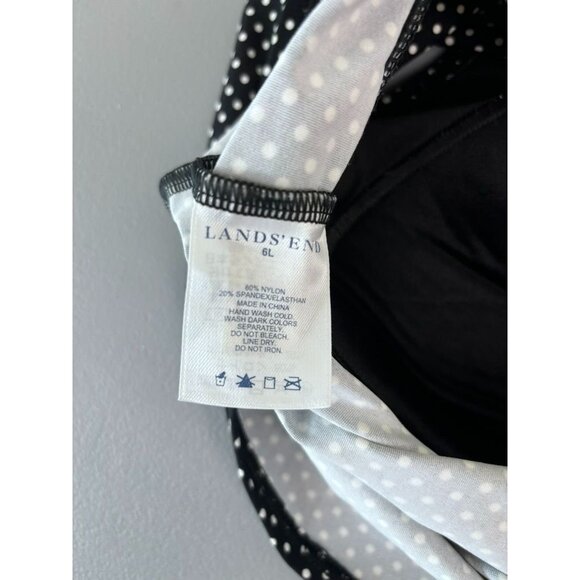 Lands' End women's 6L black and white dot tankini swim top halter tie - Picture 5 of 6